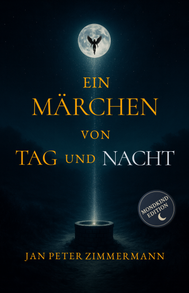 Buchrückseite des Romans ein Märchen von Tag und Nacht von Jan Peter Zimmermann © Jan Peter Zimmermann Die Buchrückseite zeigt eine Blüte im Zentrum, die hell wie die Sonne leuchtet und Sonnenstrahlen in alle Richtungen wirft.